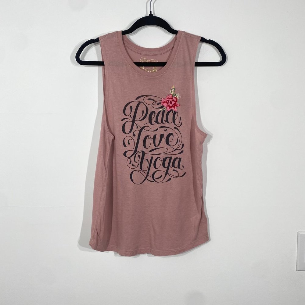 Spiritual Gangster Peace Love Yoga Sleeveless Shirt, Size S